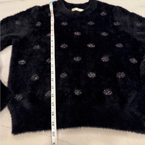 Marine Layer Sweater Size XS Black Fuzzy Eyelash Polka Dot Crewneck - Picture 5 of 10
